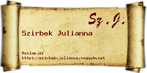 Szirbek Julianna névjegykártya